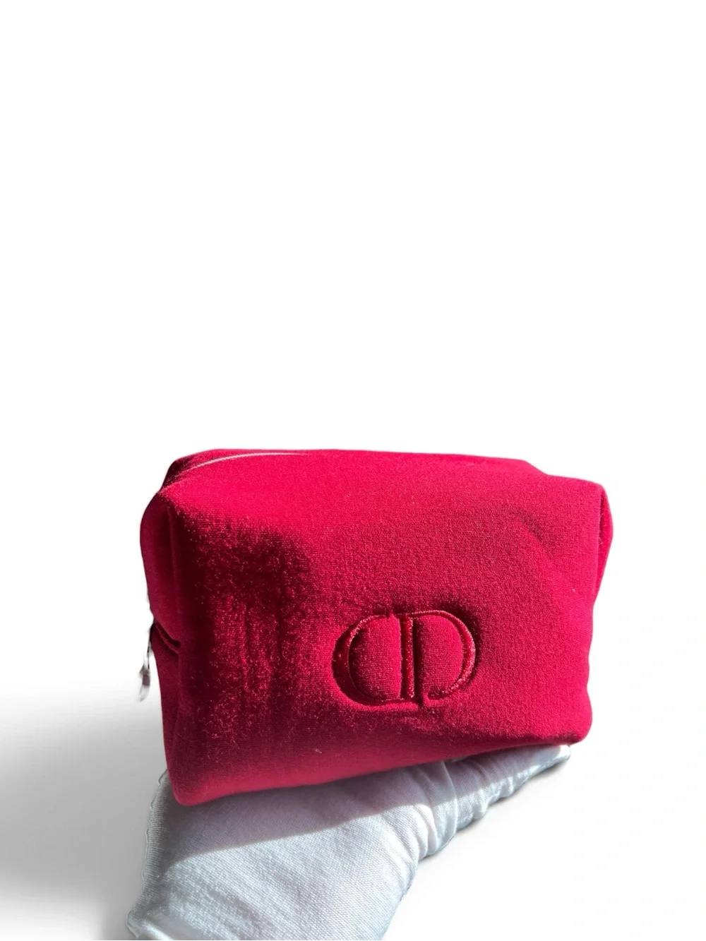 NIB Dior Beauty Red Velvet Cosmetic Bag - Makeup Pouch Clutch